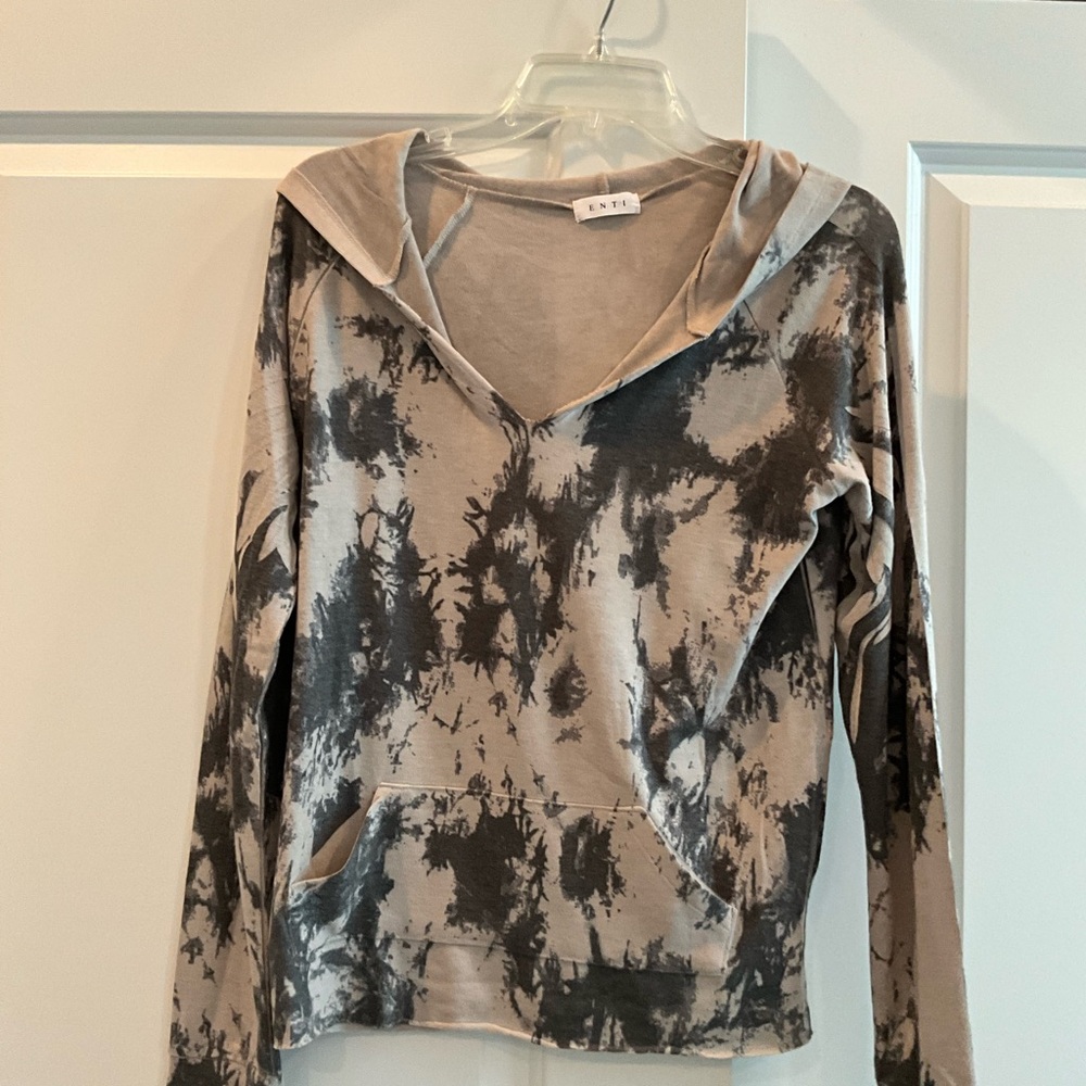 Black and grey Tie Dye hooded sweatshirt